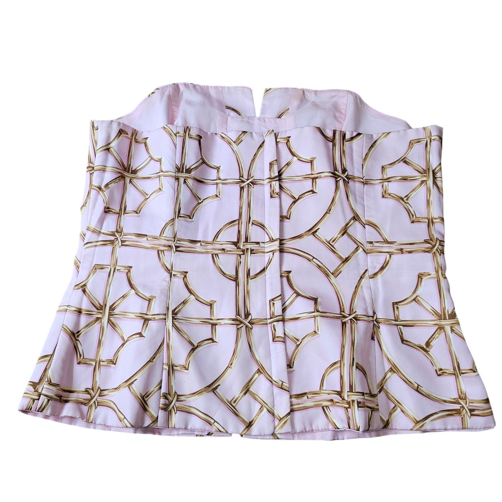 J McLaughlin Strapless Strapless Top Women 12 Pink Bamboo Print Southern‎ Belle - Picture 4 of 9